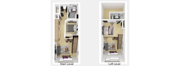 1 Bedroom 2 Bathroom Penthouse A Floor Plan [1,138 SqFt]